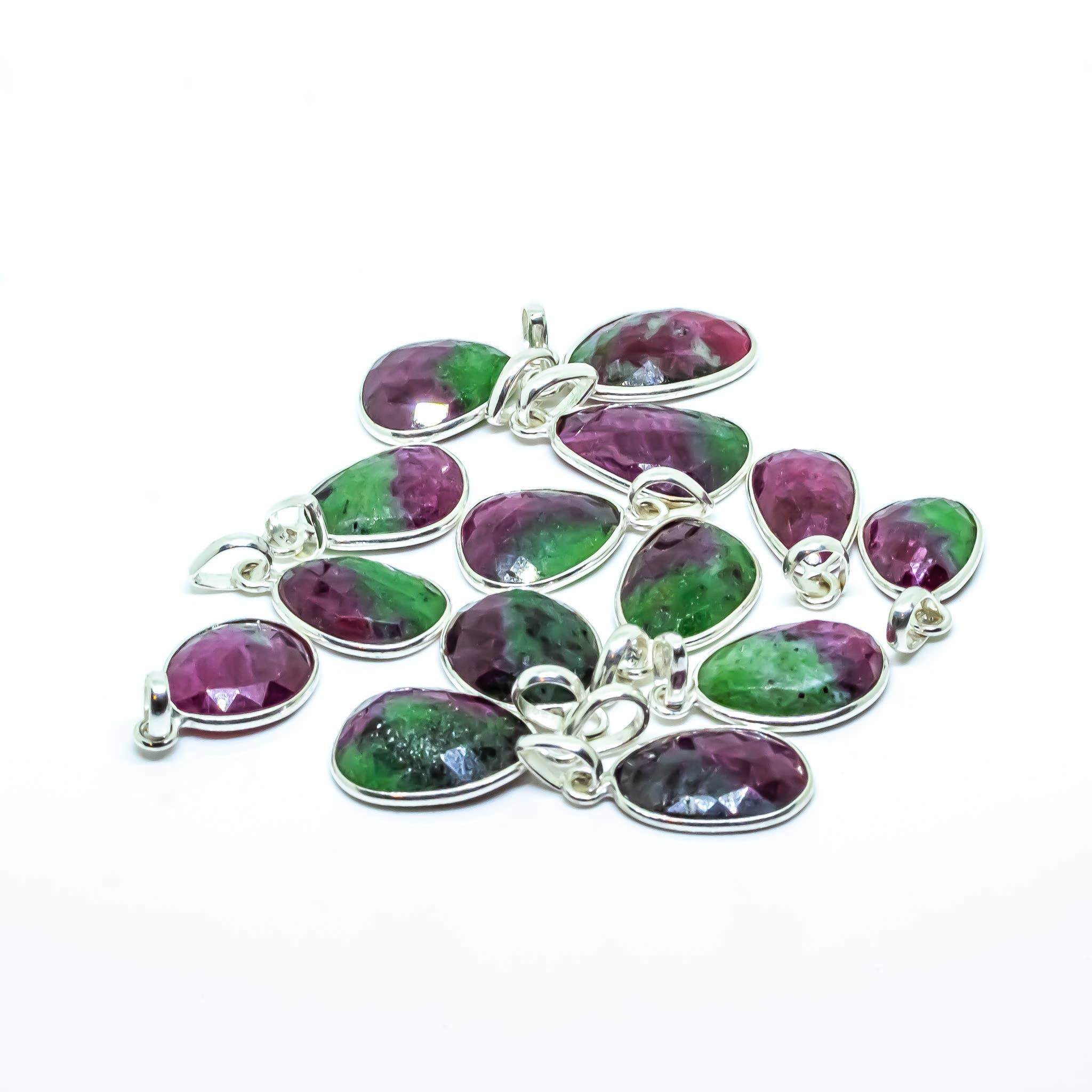Quasar Gems USA - Wholesale Pendant/Charm Necklace - Ruby Zoisite Sterling Silver Pendant Necklace0