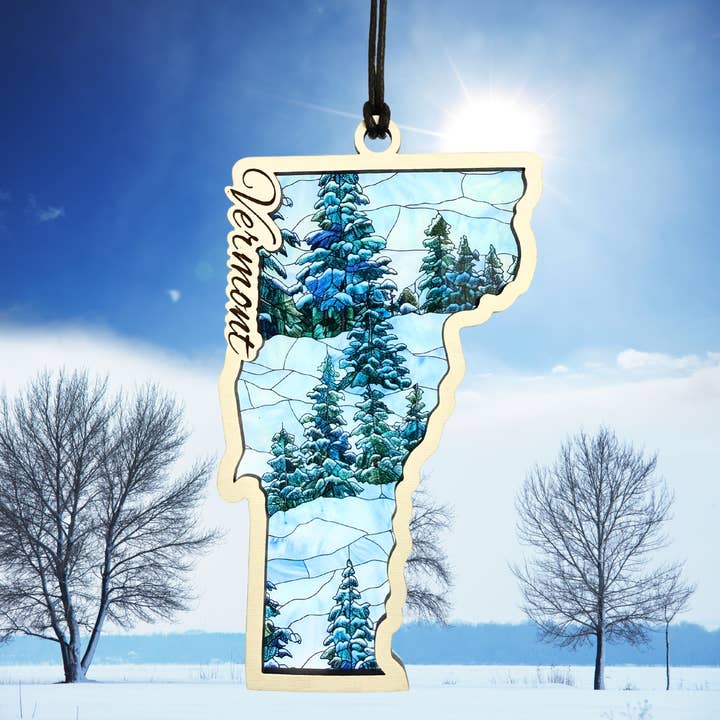 Vermont Winter Suncatcher – 5” Handcrafted Window Decor for wholesale by Maple and Holly