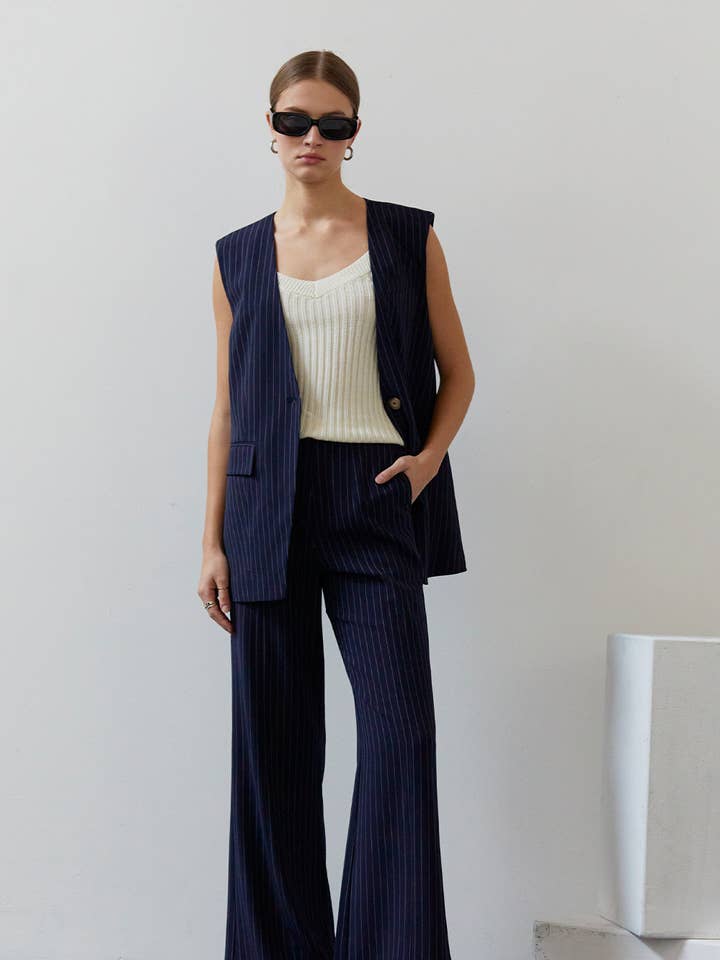 CP8568 - Calças Valencia Pinstripe Perna Larga por atacado de Crescent