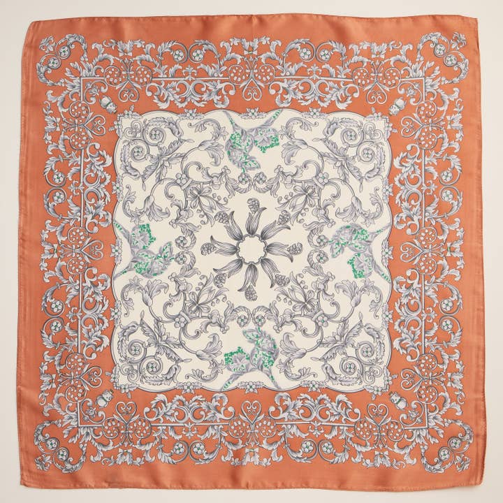 Frem - Wholesale Scarf - Women's - Baroque Print Silk-Texture Elegant Square Scarf4