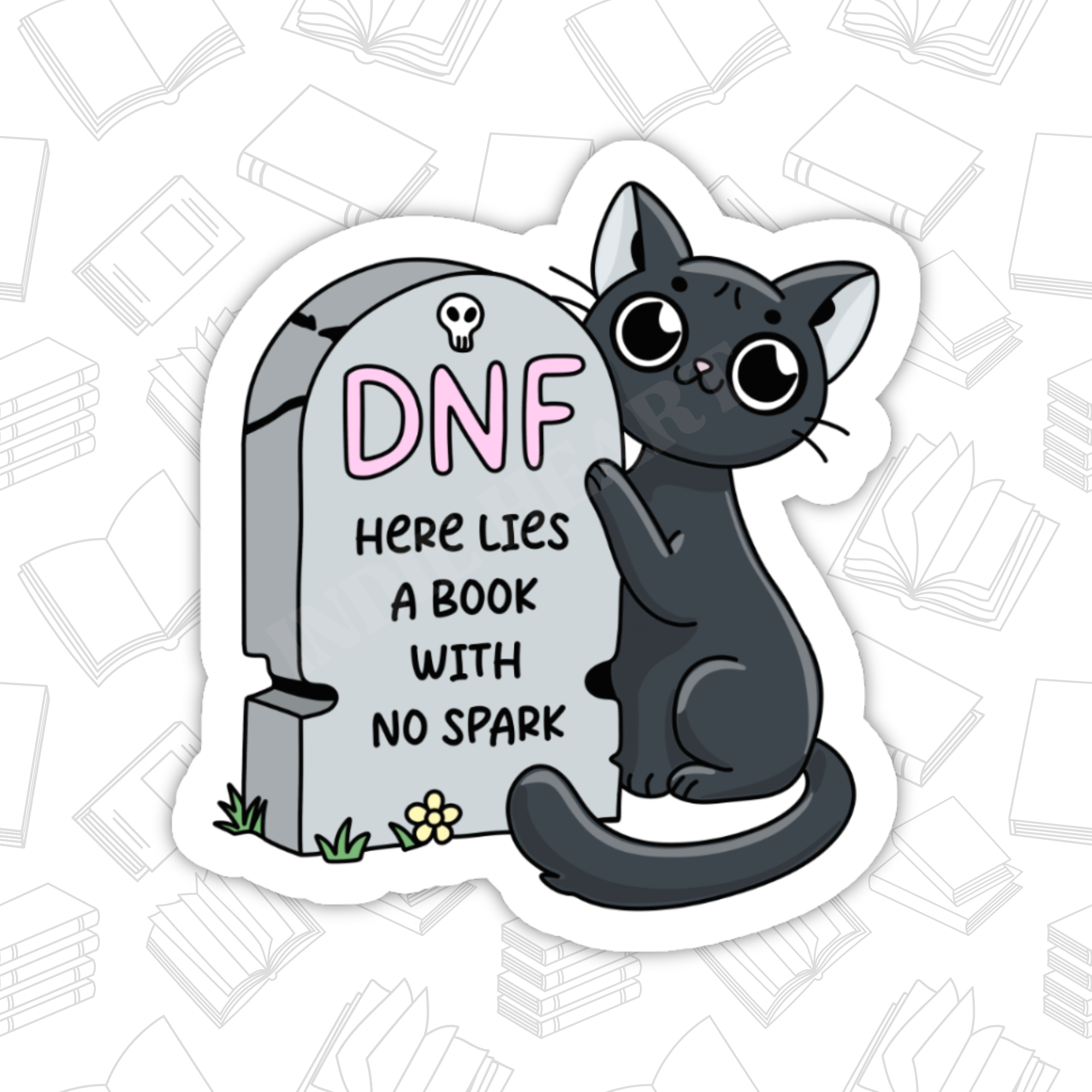 Indie Heart Studio - Wholesale Sticker - DNF Graveyard Cat Sticker – Bookish Halloween, Glossy Vinyl1