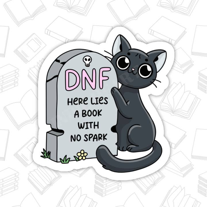 Indie Heart Studio - Wholesale Sticker - DNF Graveyard Cat Sticker – Bookish Halloween, Glossy Vinyl1