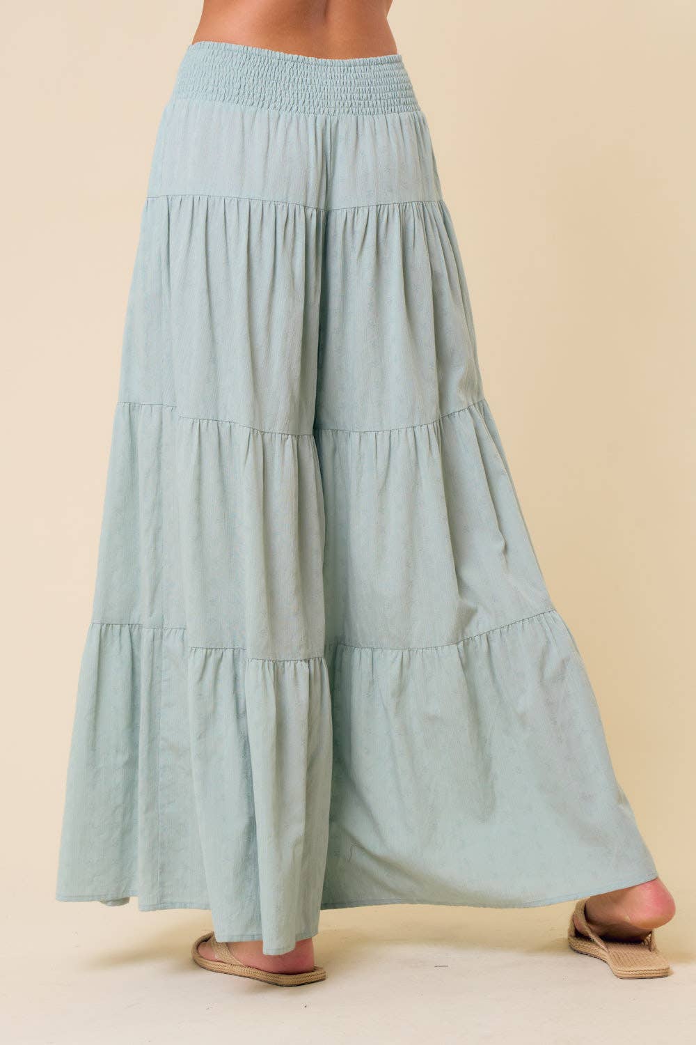 Doe and Rae - Wholesale Pants - Women's - TIERED WIDE PANTS WITH SMOCKED WAIST - 8763P10