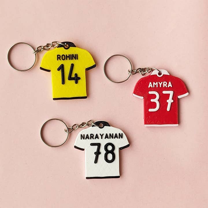 Custom Jersey Name Tag Keychain – Personalized Mini Charm for Sports Fans for wholesale by Preneel3dUniverse