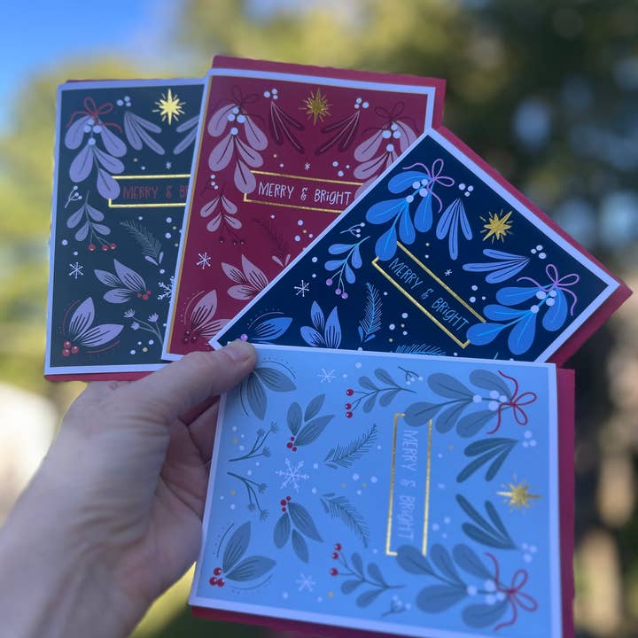 Wee Birdy - Wholesale Christmas Card - 4-Pack Gold Foil Christmas Holiday Cards3