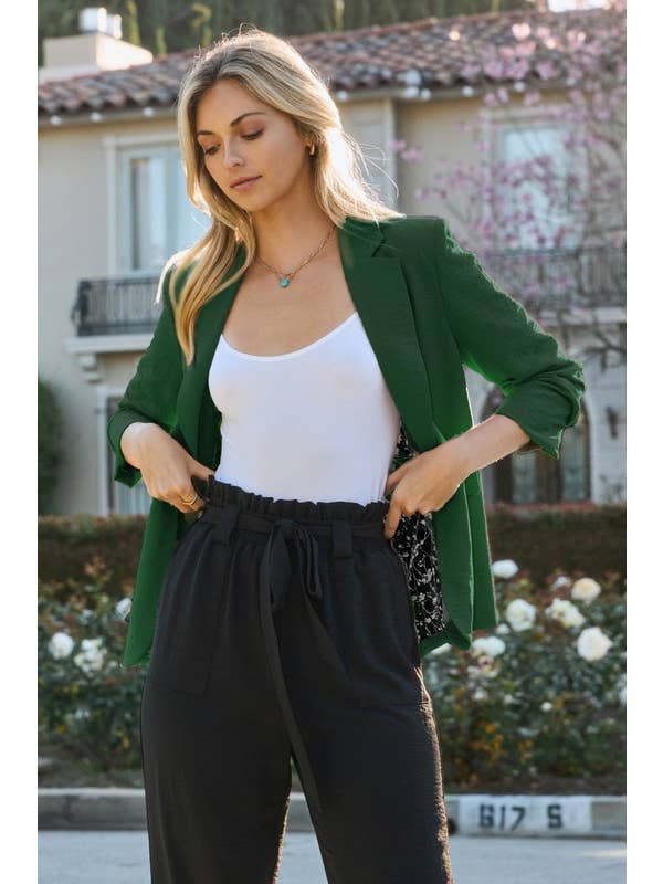 Oddi - Wholesale Blazer - Women's - Solid Woven Collared Blazer