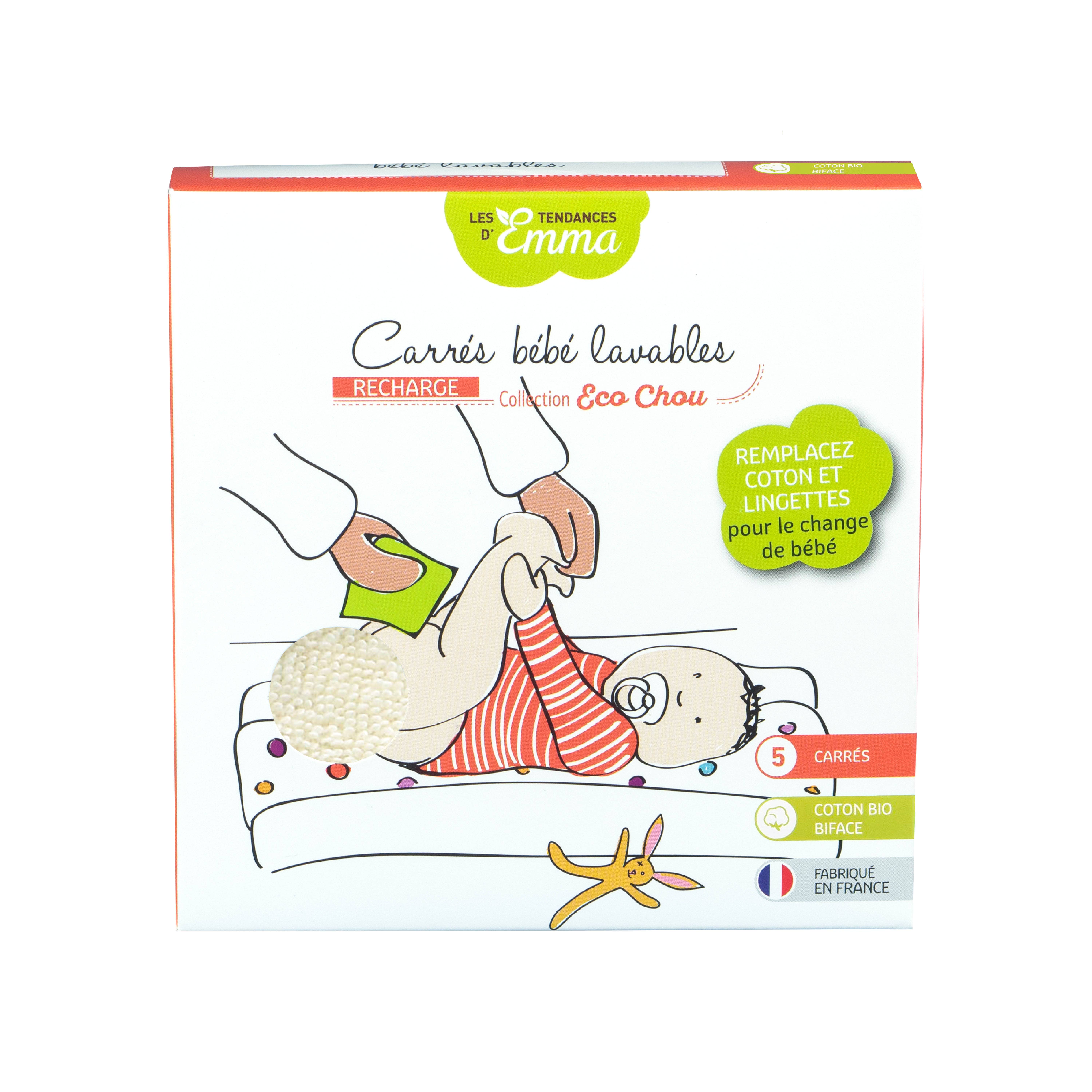Les Tendances d'Emma - Wholesale Diaper (Cloth) - Baby - 5 Emma squares for babies5