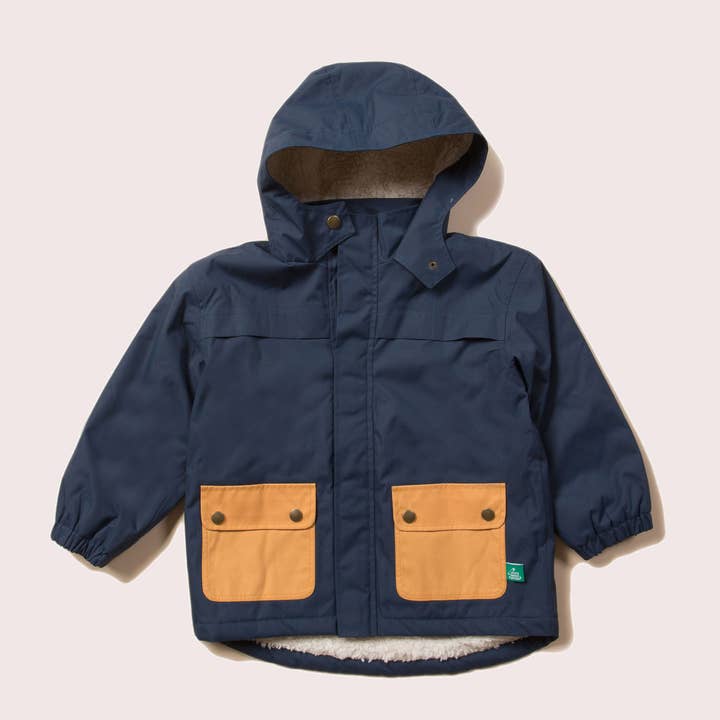 Navy Recycled Waterproof Winter Coat for wholesale by Little Green Radicals EU