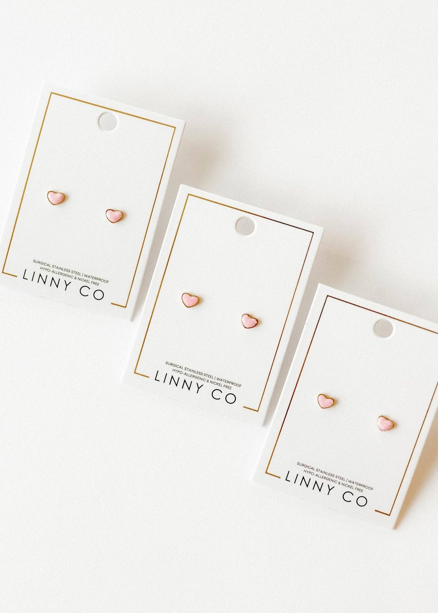 LINNY CO - Wholesale Stud/Post Earrings - Screwback Stud Earrings - Nora Heart Pink6
