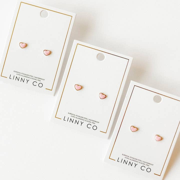LINNY CO - Wholesale Stud/Post Earrings - Screwback Stud Earrings - Nora Heart Pink6