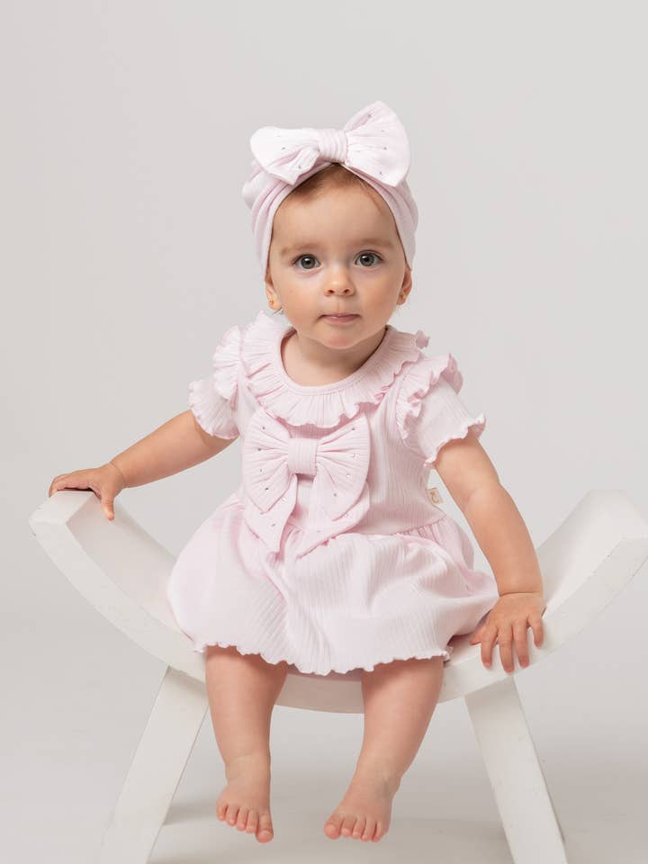 Caramelo Kids - Vendita all'ingrosso Completino - Neonati - Completo a coste con gonna arricciata e turbante0