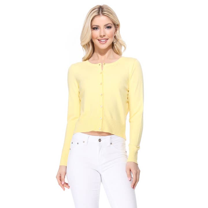 Mak – Großhandel Strickjacke – Damen – Mak Kurz geschnittener Langarm-Pullover mit Rundhalsausschnitt MK550238