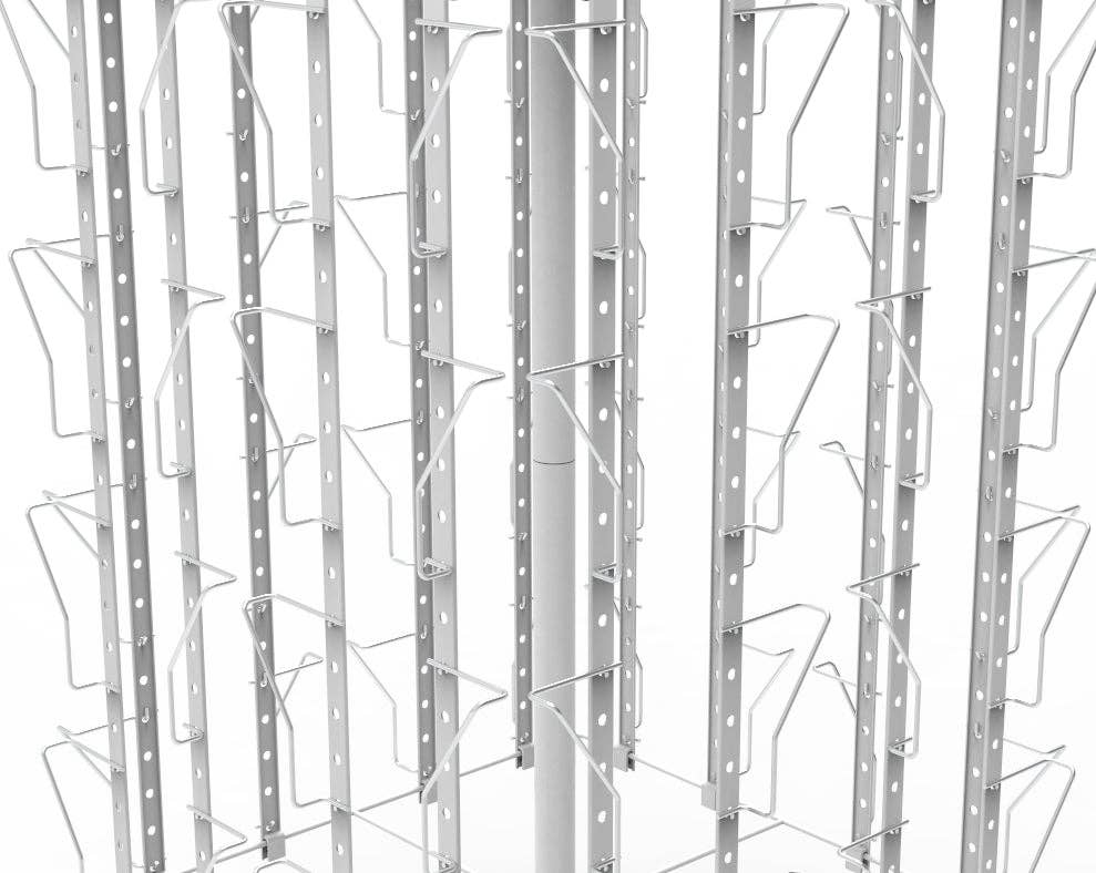 FIXTUREDISPLAYS - Wholesale Retailer Display Stand/Case - Up to 8.5"W Adjustable 32-Pocket Greeting Rack Spinning Rack Pocket 4.5-9"X5.8"T 11602-L-DOUBLE WHITE & SILVER POCKET1