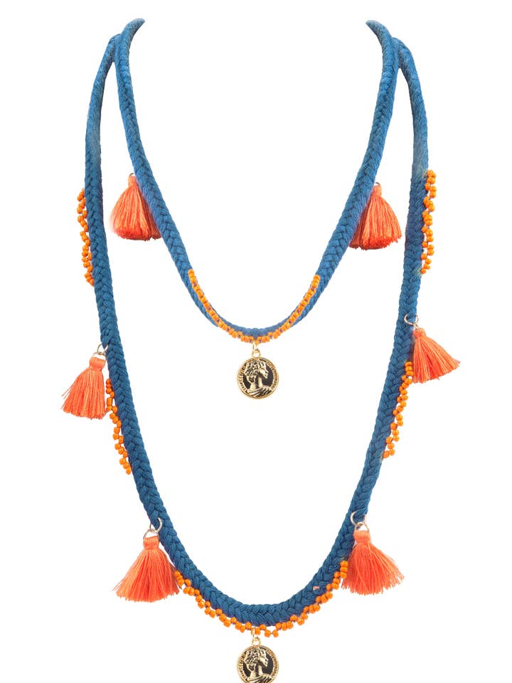 Bohemian Textile Tassel Pendant/Charm Necklace for wholesale by Ole