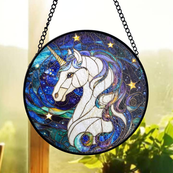 Unicorn Lover Stained Glass Suncatcher, Fantasy Reader Gift for wholesale by TMLECOM LTD