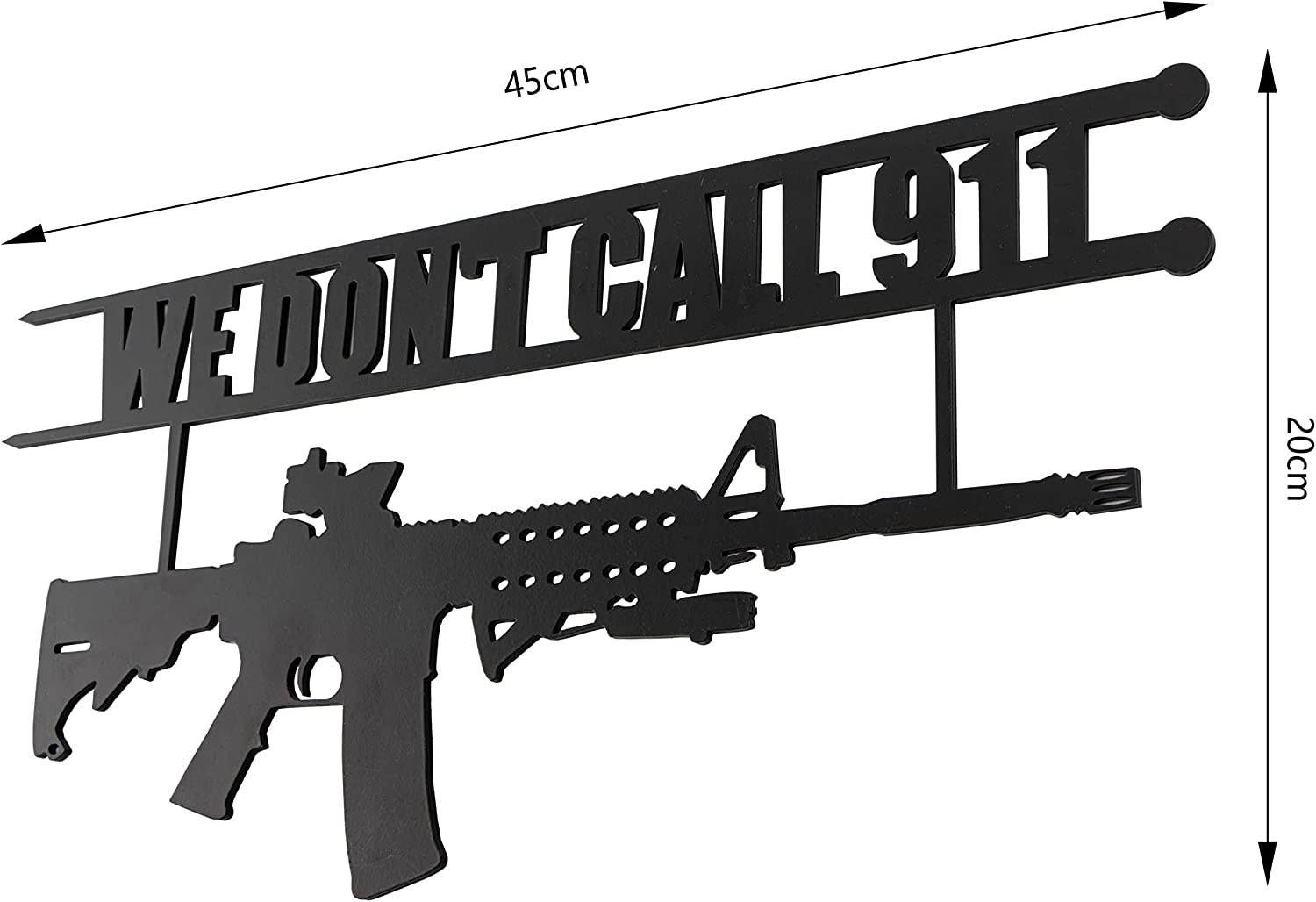 The Wine Savant /  Khen Glassware - Wholesale Sign - Metal No Trespassing Sign "We Don't Call 911" Gun Metal Door3