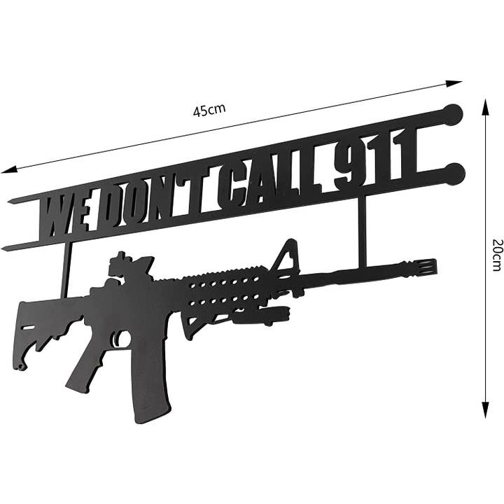 The Wine Savant / Khen Glassware - Wholesale Sign - Metal No Trespassing Sign "We Don't Call 911" Gun Metal Door3