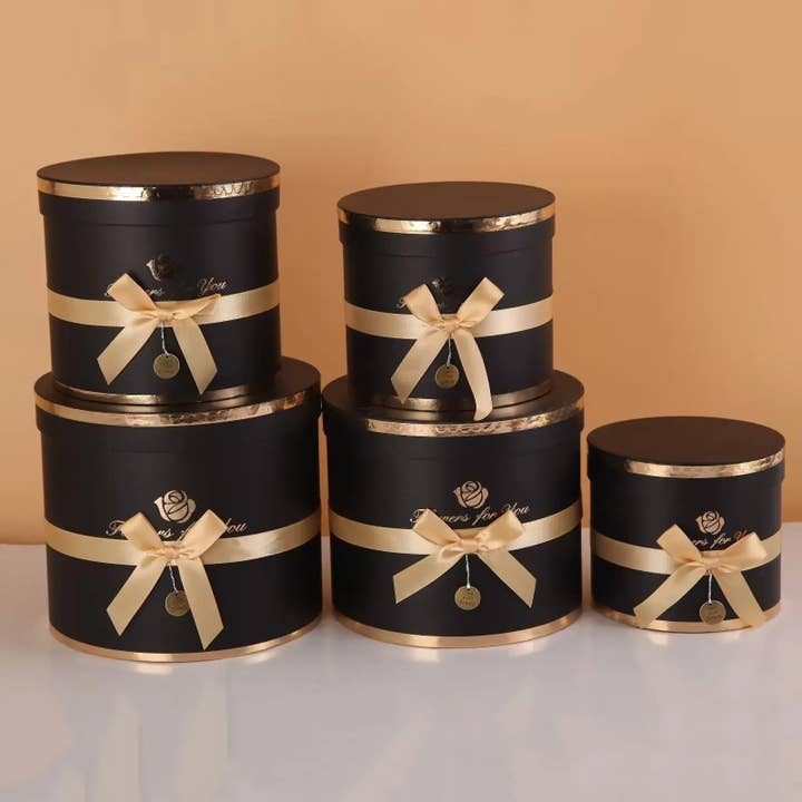 Elegant Design Supply – wholesale Gift box – Round Flower Gift Box with Bow and Medaillon