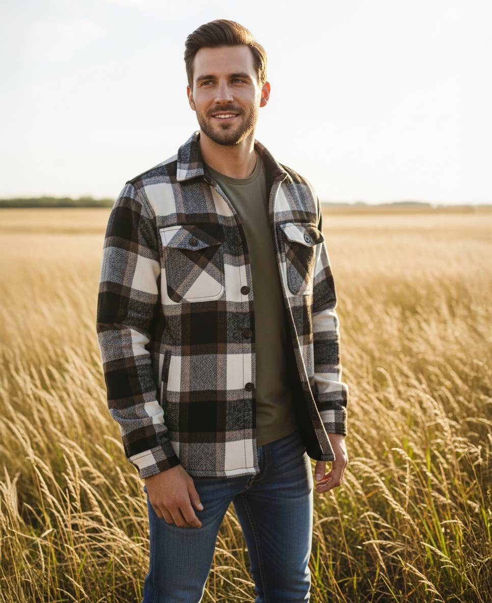 I-Wear Brands - Vente Chemise à col boutonné – homme - Veste-chemise en flanelle pour homme 100 % coton4