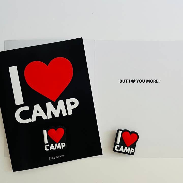 NEW! I (Heart) Camp Card With matching shoe charm. for wholesale by Sunny Marshmallow