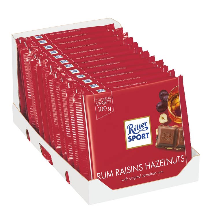 CANDYLO - Wholesale Chocolate Bar - Ritter Sport Rum Raisins Hazelnuts Chocolate 100g
