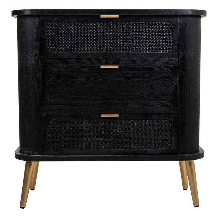 Creaciones Meng - Wholesale Bedroom Furniture - Chest of drawers in wood and grid lac black2