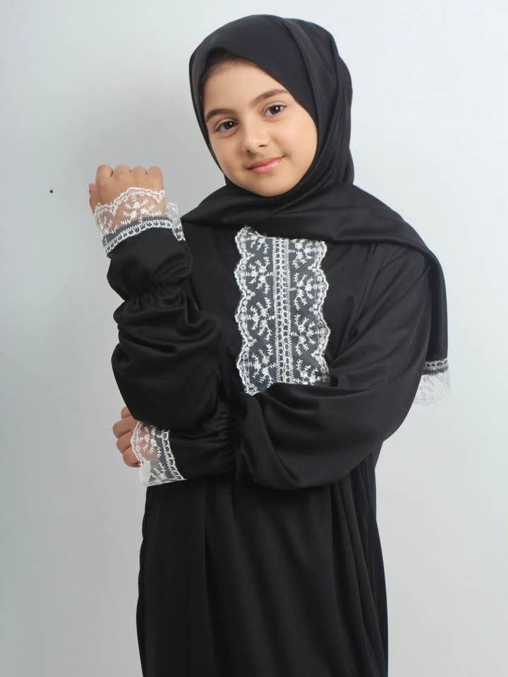 Meyran - Wholesale Dress – Kids - Kids' Elegant Prayer Abaya Dress with Embroidery2