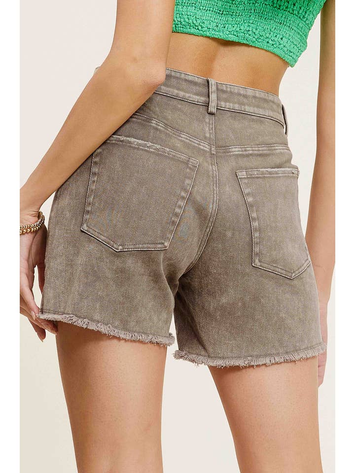 La Miel - Wholesale Shorts – Women’s - HCP4224-High Rise Basic Mineral Washed Colored Denim Shorts32