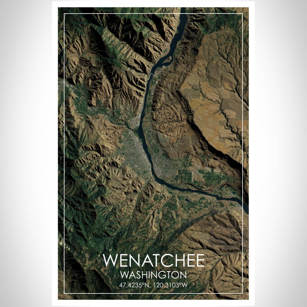 JACE.design - Wholesale Art Print - Wenatchee WA Map Print Satellite3