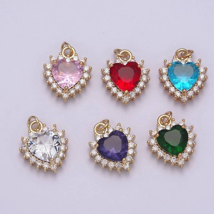 Fijn Cz Kristallen Hartvormige Bedel Hanger, Cubic Zirconia Kristallen Hartvormige Sieraden Hanger Bedel Groothandel N-289 - N-294 voor wholesale door Aim Eternal