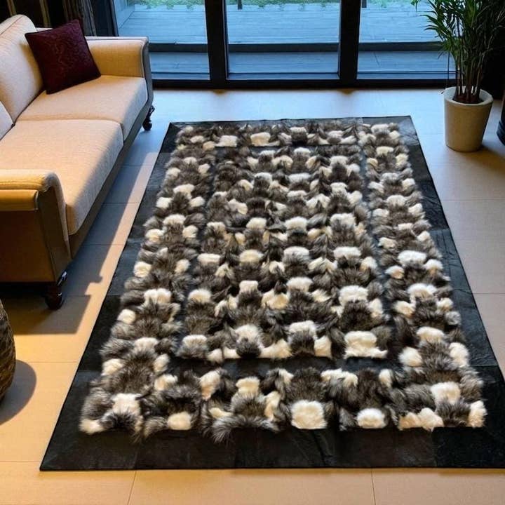 Luxury Fox Fur Shaggy Area Rug, Handmade Rectangular Carpet for wholesale by Karelias And Sons