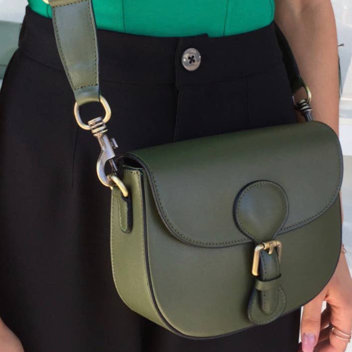 JIJOU CAPRI - Wholesale Crossbody Bag - Women's - Italian Medium Size Olive Leather Crossbody Bag JIJOU CAPRI6