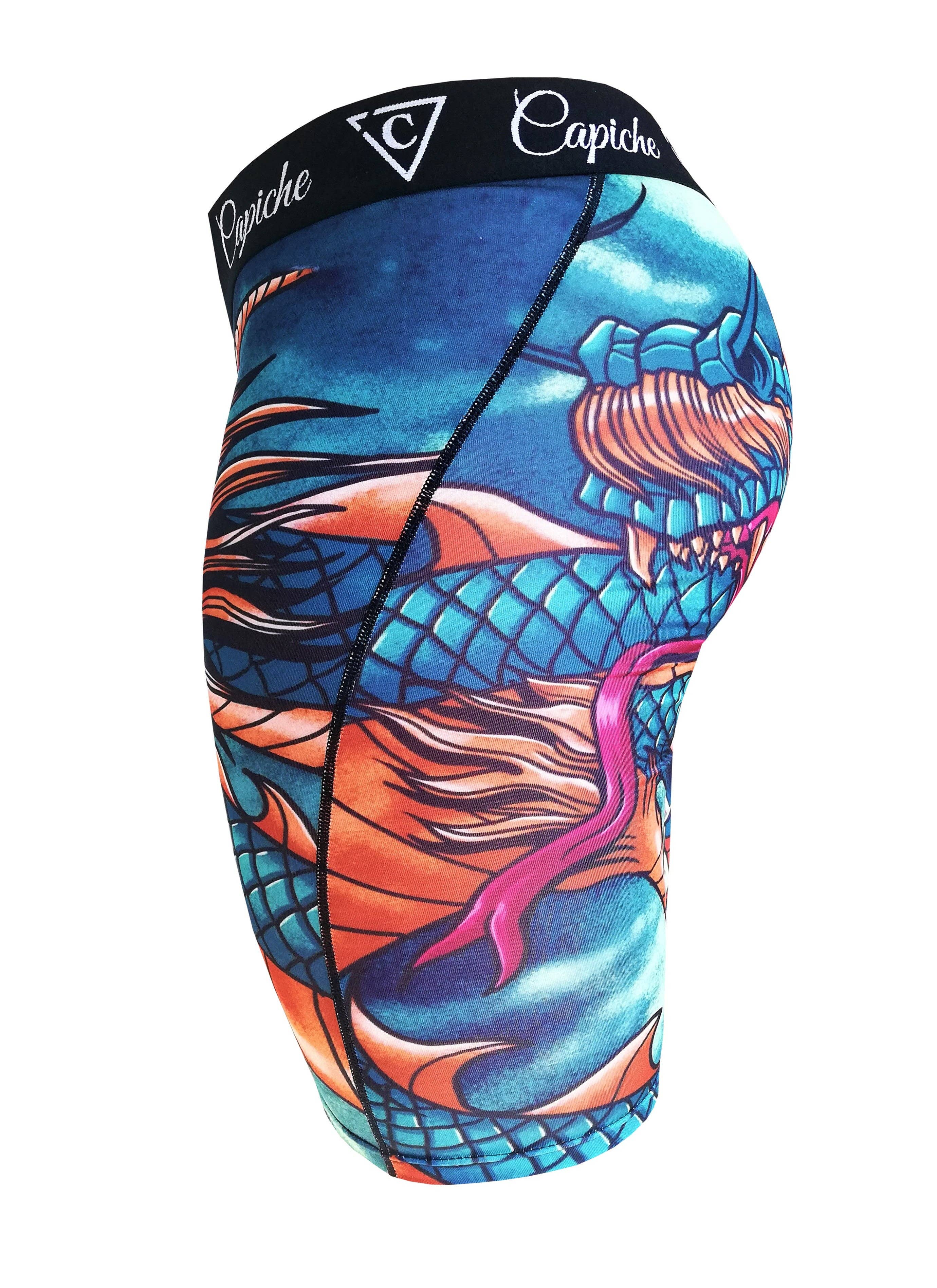 Capiche - Wholesale Underwear - Men's - Chinese Dragon Long Men's Underwear - Green2