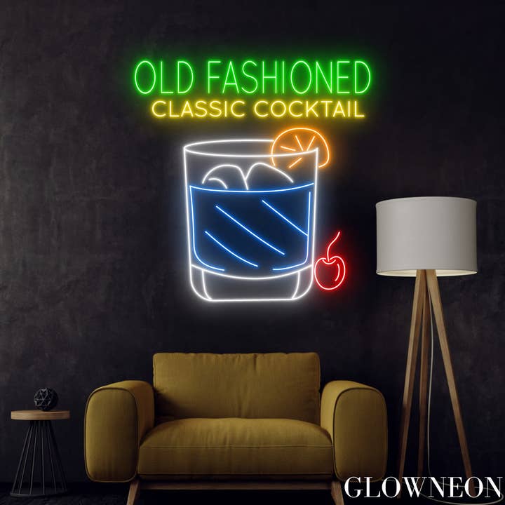 Glow Neon - Wholesale Neon Sign - Old Fashioned Classic Cocktail Neon Sign, Cocktail Led Decor