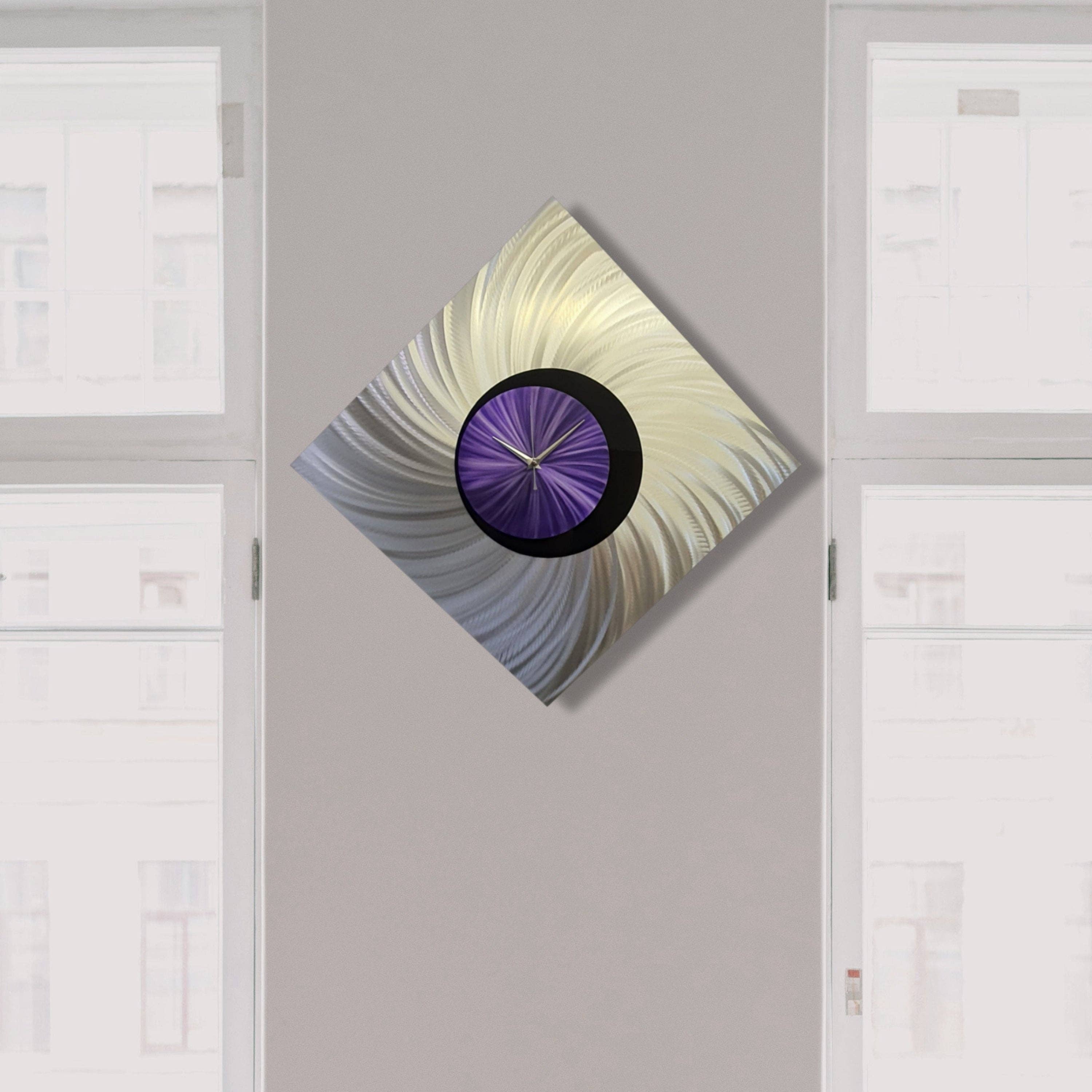 REMOVED BRAND - Wholesale Wall Clock - Orthodox | Large Metal Wall Art | Purple Silver Modern Clock7