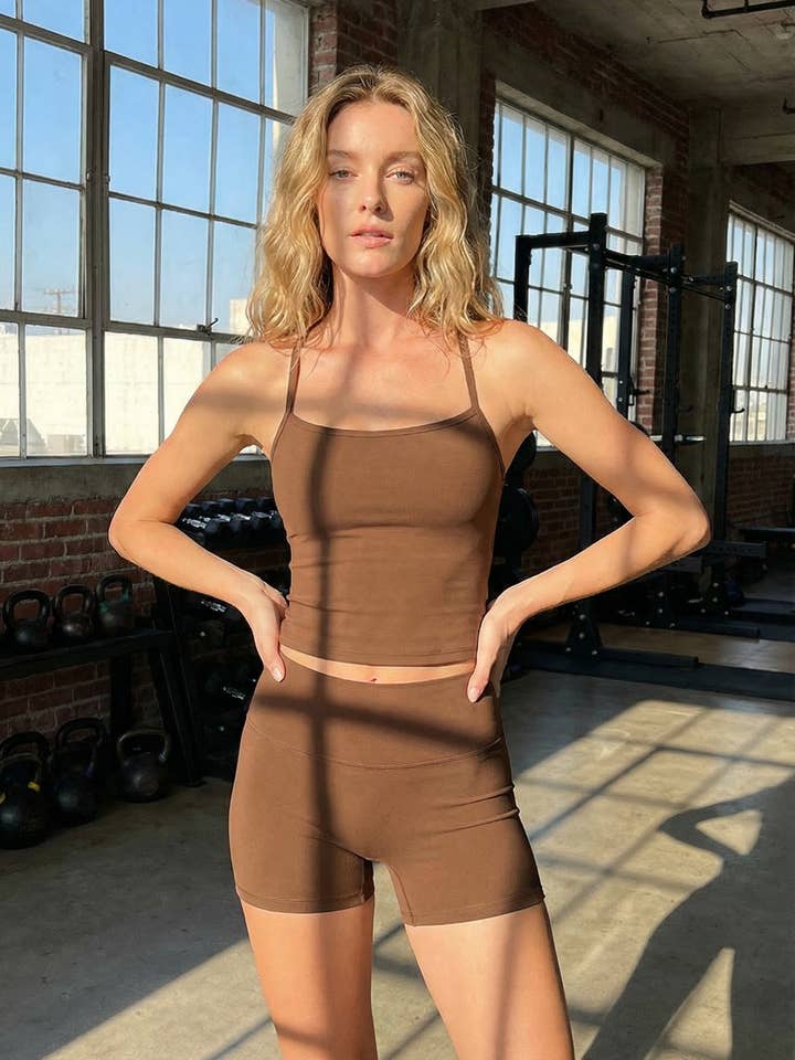 Athletic Wear with Criss Cross Back Tank Top and Short for wholesale by Crave by FW