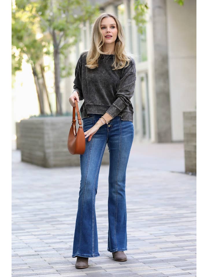 42POPS - Wholesale Sweatshirt - Women's - ' French Terry Washed Crop Pullover Collection