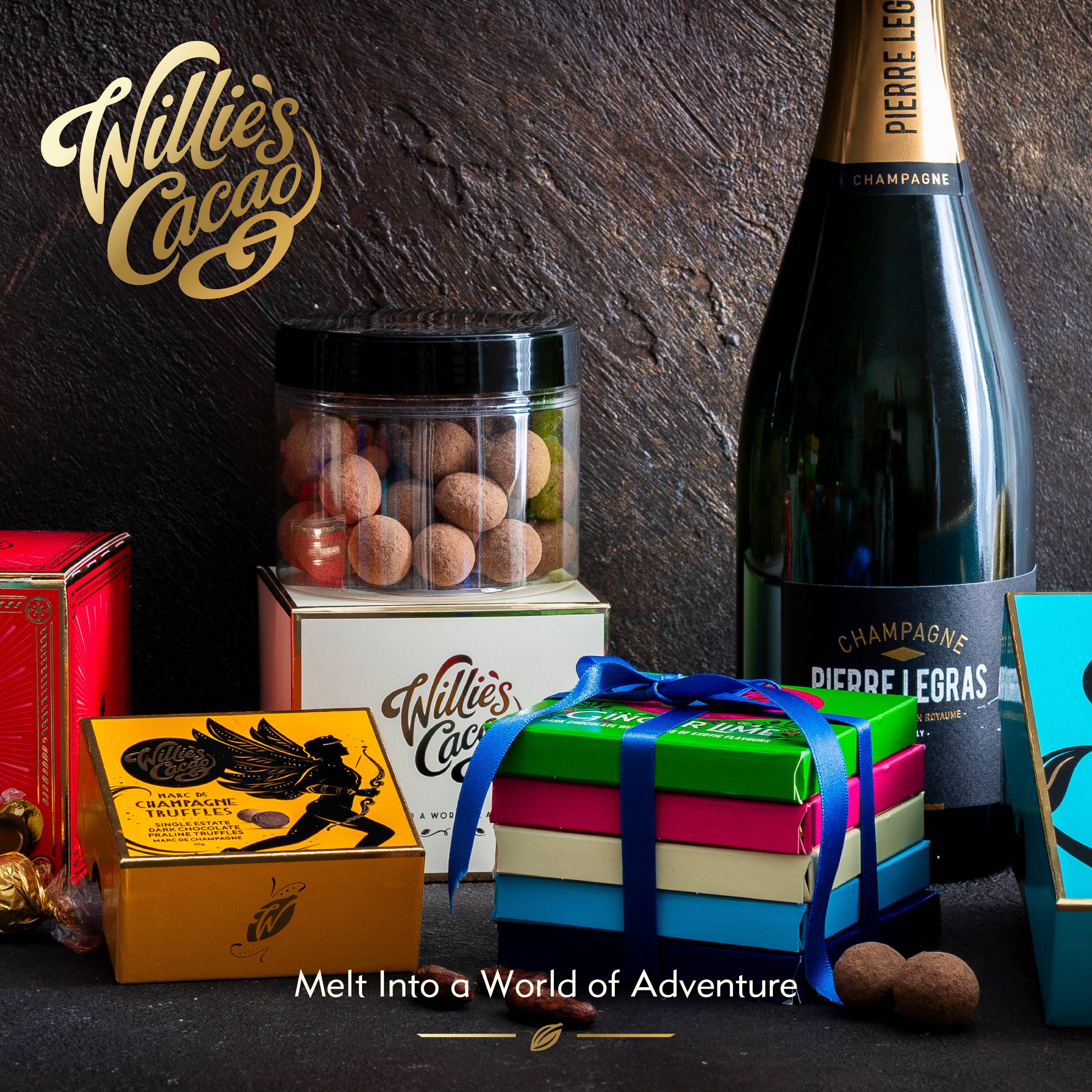 Willie's Cacao - Wholesale Chocolate Box - Champagne Truffles. Dark chocolate. Vegan. 5 truffles. 35g4