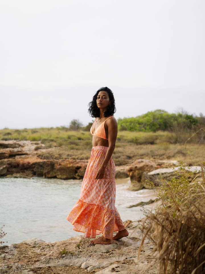 The Nala Skirt - Tangerine Sky for wholesale by Guava Lane