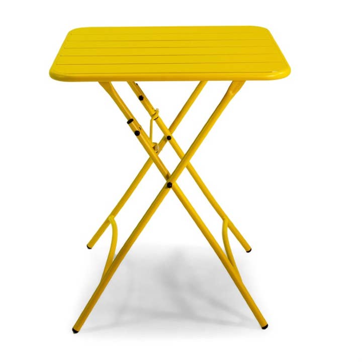 jaune Table pliante en métal Rovigo jaune 60x60 cm x H72 cm en vente sur Faire2
