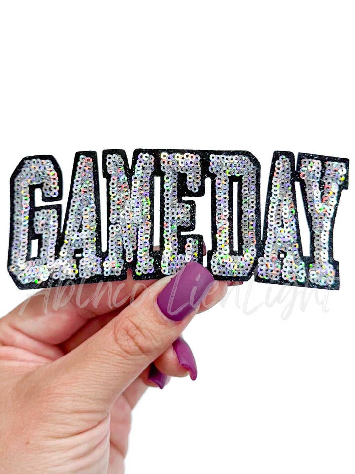 Silver Game Day Varsity Sequins Patch-Small for wholesale by ABLNco
