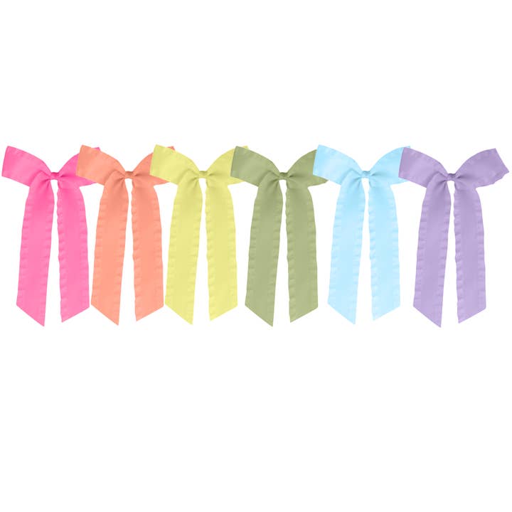 Satin Ruffle Long Tail Bow - Pastel Colors for wholesale by Bows Arts