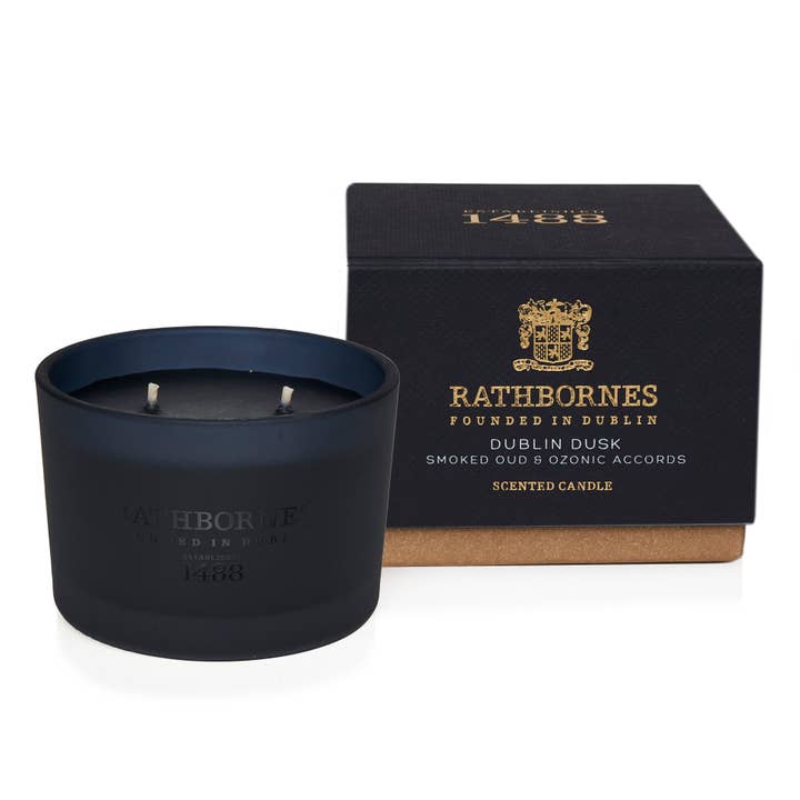 Rathbornes 1488 - Wholesale Jar/Filled Candle - Dublin Dusk Scented Luxury Candle (Smoked Oud & ozonic accords)