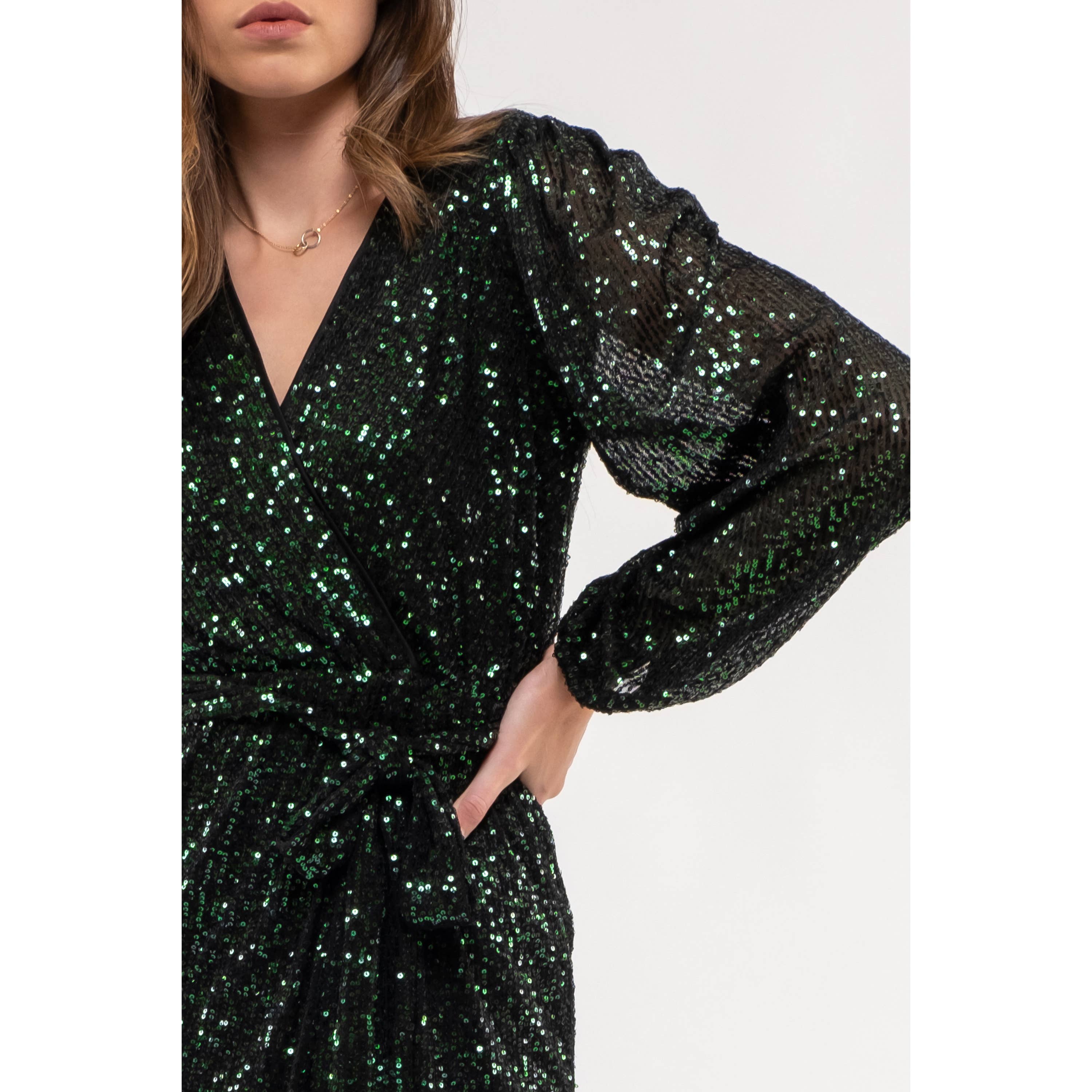 MINE - Vente Robe – femme - ROBE MIDI EN SURPLIS À SEQUINS10