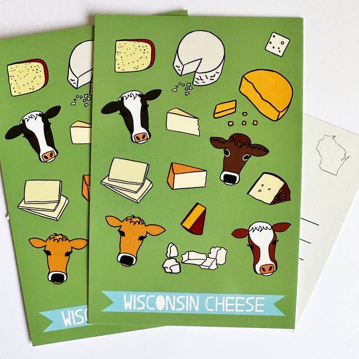 Made by Nilina - Wholesale Postcard - Wisconsin Cheese Postcard WI Souvenir Cow Dairy