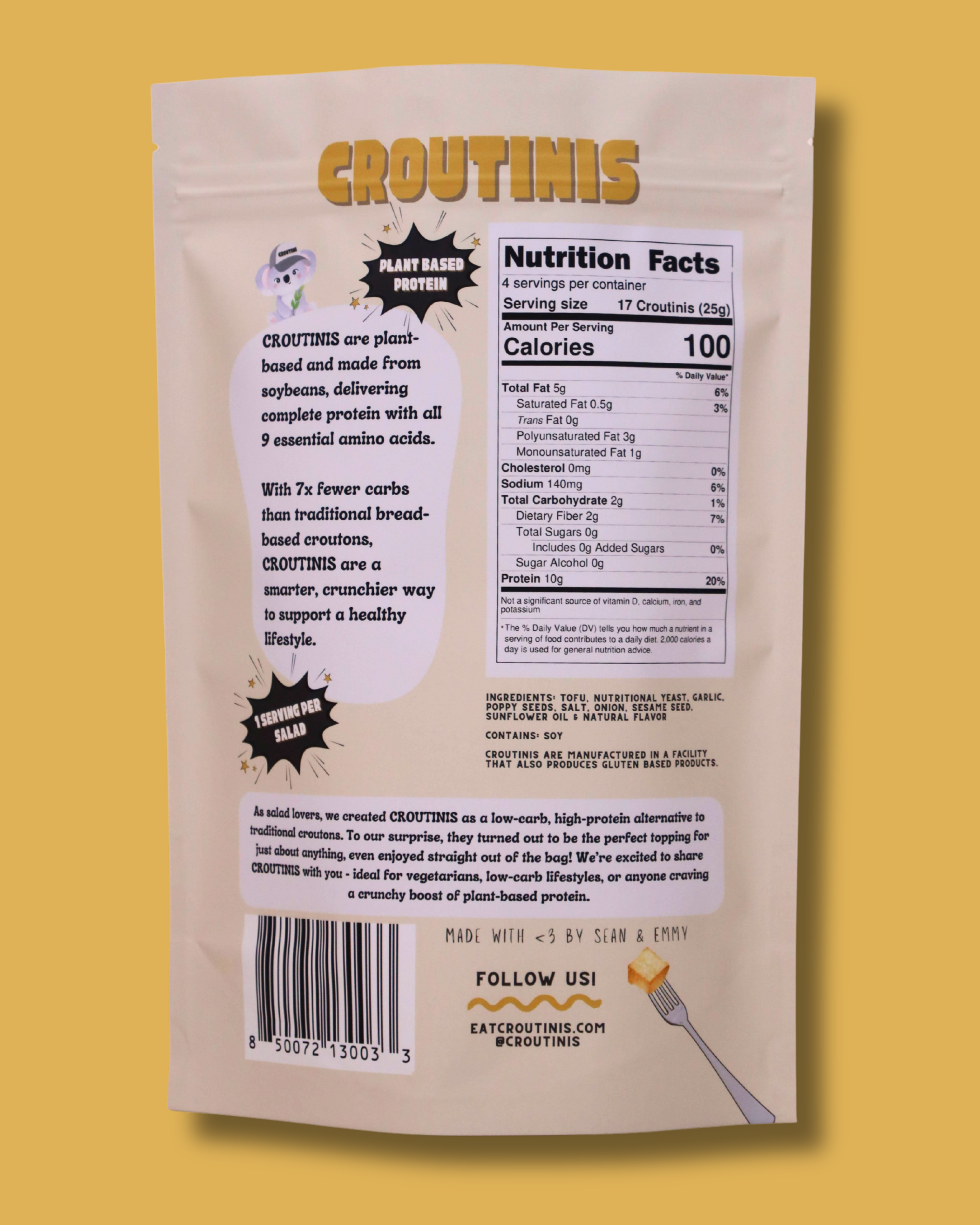Croutinis - Wholesale Puffed Snack - Everything Bagel Crouton - High Protein, Low Carb & Gluten Free, Pantry Size 5oz Bags2