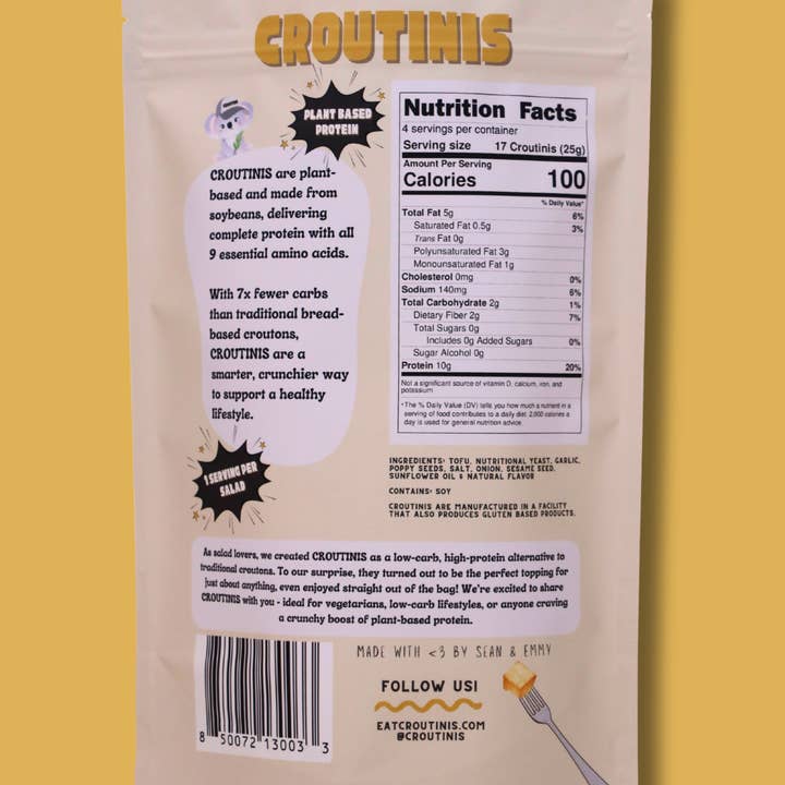 Croutinis - Wholesale Puffed Snack - Everything Bagel Crouton - High Protein, Low Carb & Gluten Free, Pantry Size 5oz Bags2
