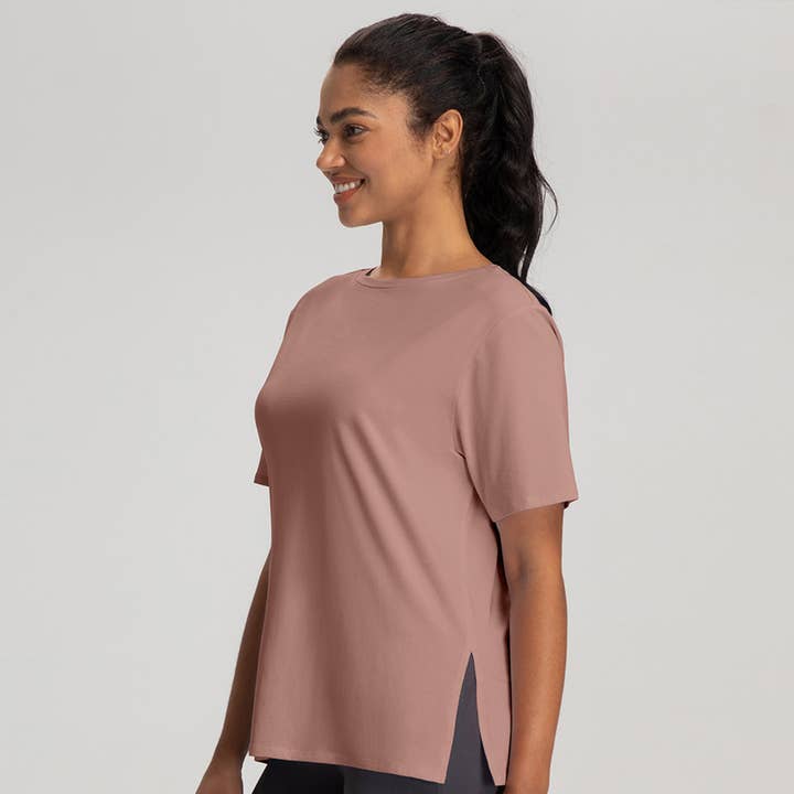 Sodalemon - Wholesale Athletic Top - Women's - Women Loose Quick-Dry Breathable Round-Neck Yoga T-Shirt12