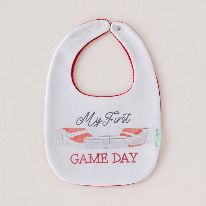 My First Game Day - Arkansas Organic Cotton Baby Bib for wholesale by Nola Tawk