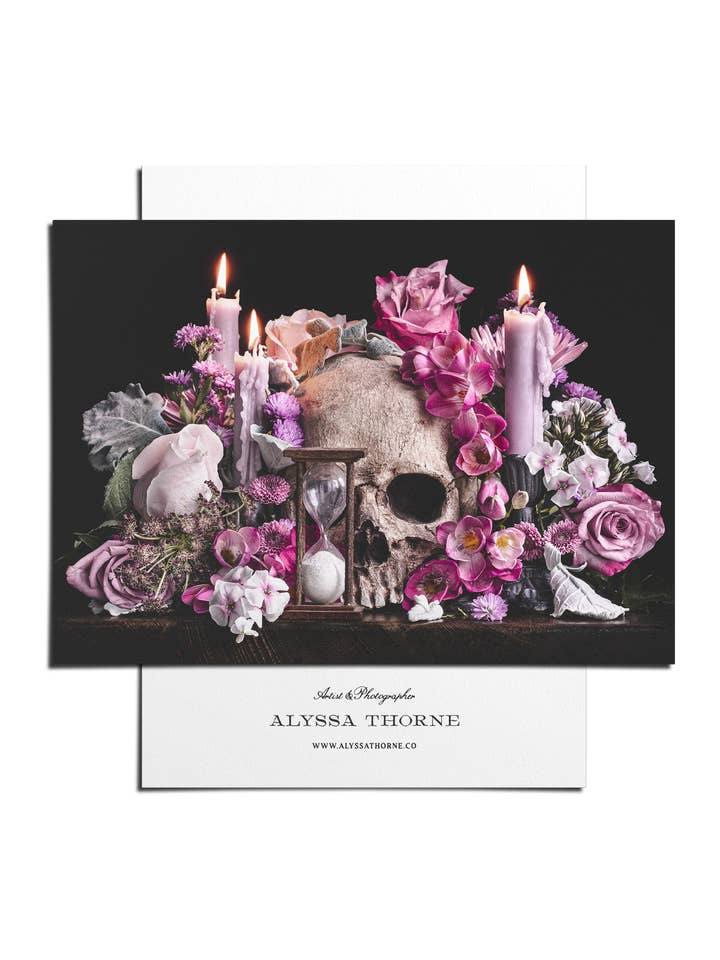 Life, Death, & Time | Postcard Print | Gothic Still Life for wholesale by Alyssa Thorne